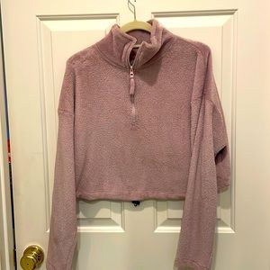 super soft urban outfitters cropped jacket, quarter zip